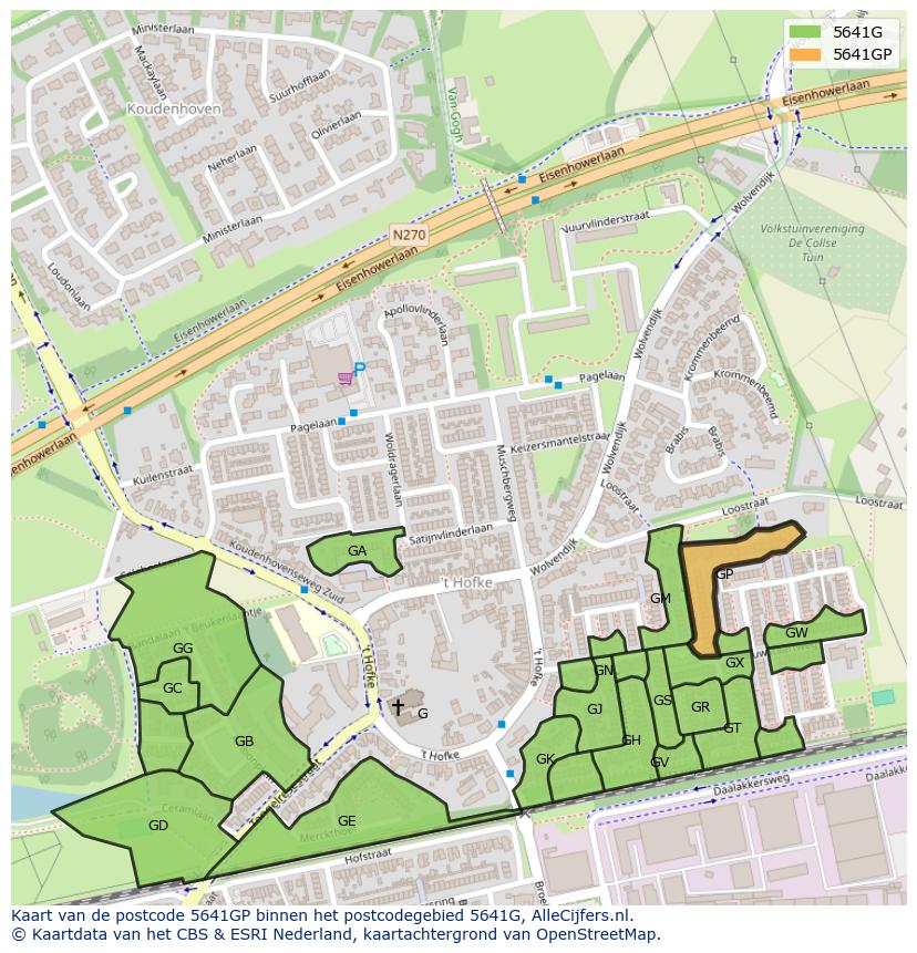 Afbeelding van het postcodegebied 5641 GP op de kaart.