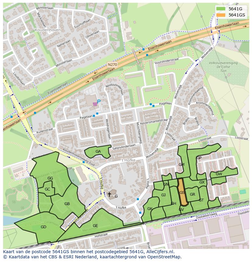 Afbeelding van het postcodegebied 5641 GS op de kaart.