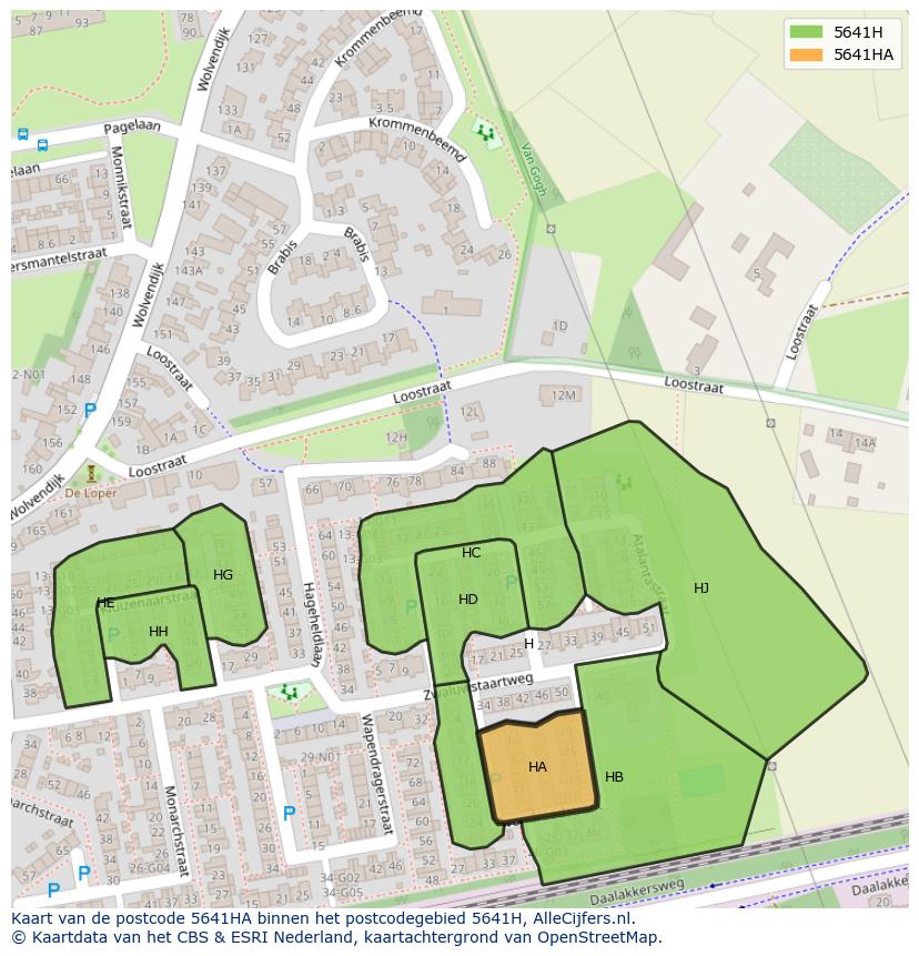 Afbeelding van het postcodegebied 5641 HA op de kaart.