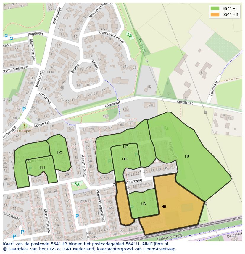 Afbeelding van het postcodegebied 5641 HB op de kaart.
