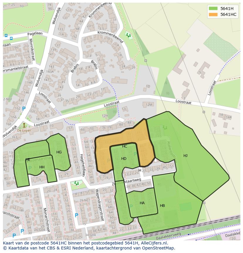 Afbeelding van het postcodegebied 5641 HC op de kaart.