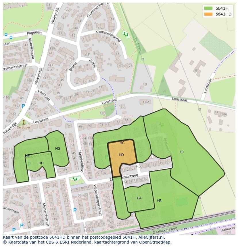 Afbeelding van het postcodegebied 5641 HD op de kaart.