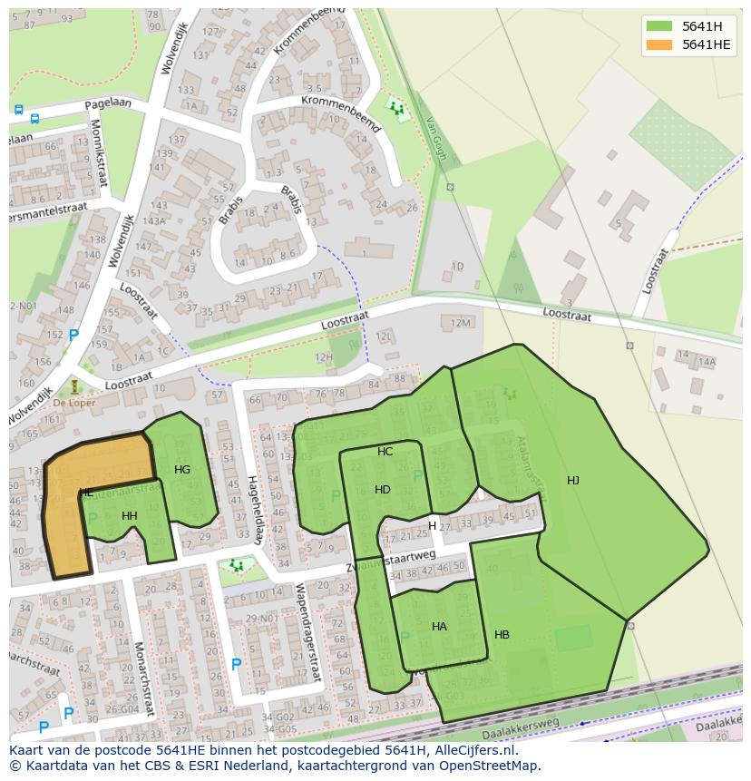 Afbeelding van het postcodegebied 5641 HE op de kaart.