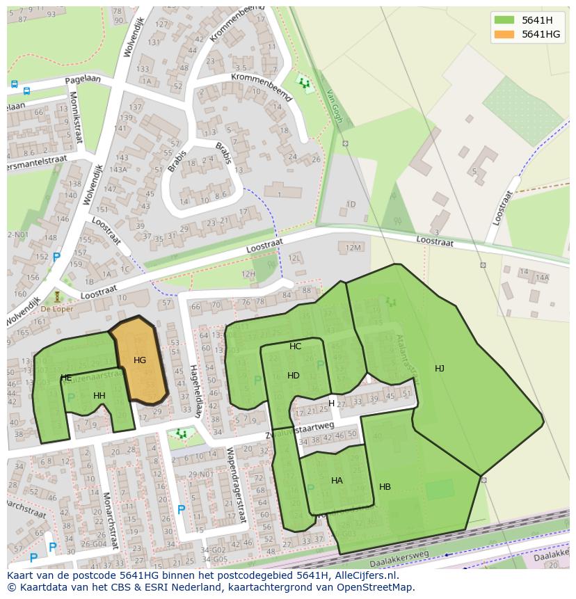 Afbeelding van het postcodegebied 5641 HG op de kaart.
