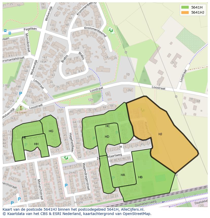 Afbeelding van het postcodegebied 5641 HJ op de kaart.