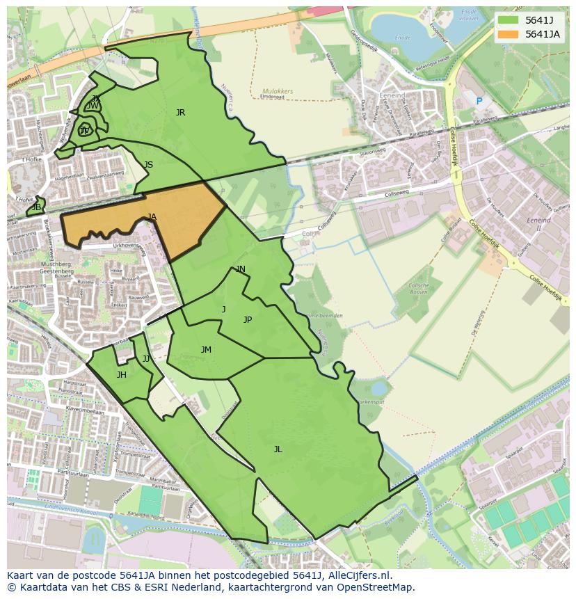 Afbeelding van het postcodegebied 5641 JA op de kaart.