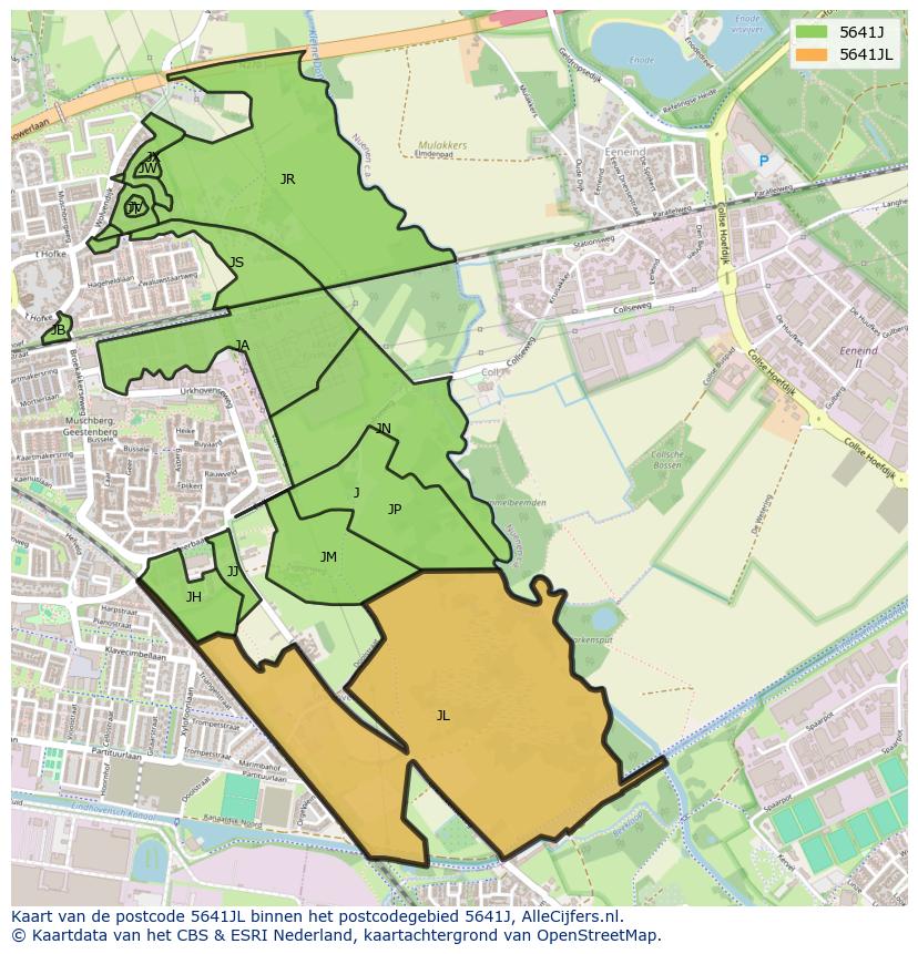 Afbeelding van het postcodegebied 5641 JL op de kaart.