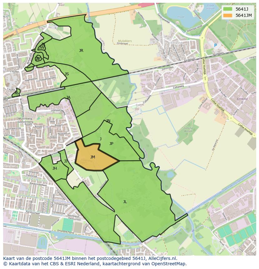 Afbeelding van het postcodegebied 5641 JM op de kaart.
