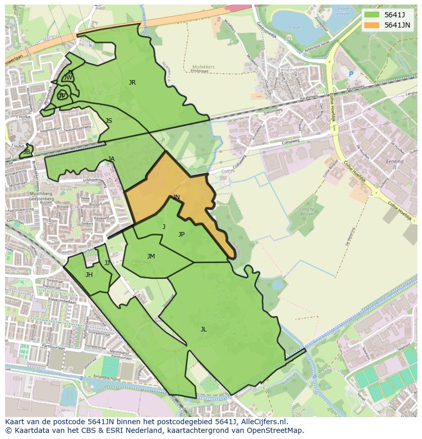 Afbeelding van het postcodegebied 5641 JN op de kaart.