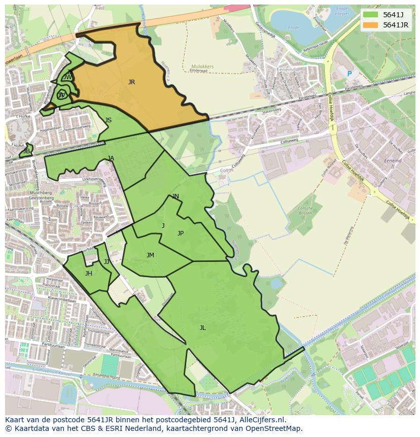 Afbeelding van het postcodegebied 5641 JR op de kaart.