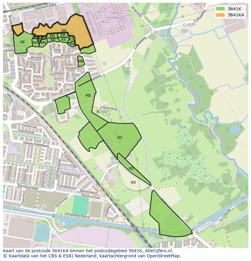 Afbeelding van het postcodegebied 5641 KA op de kaart.