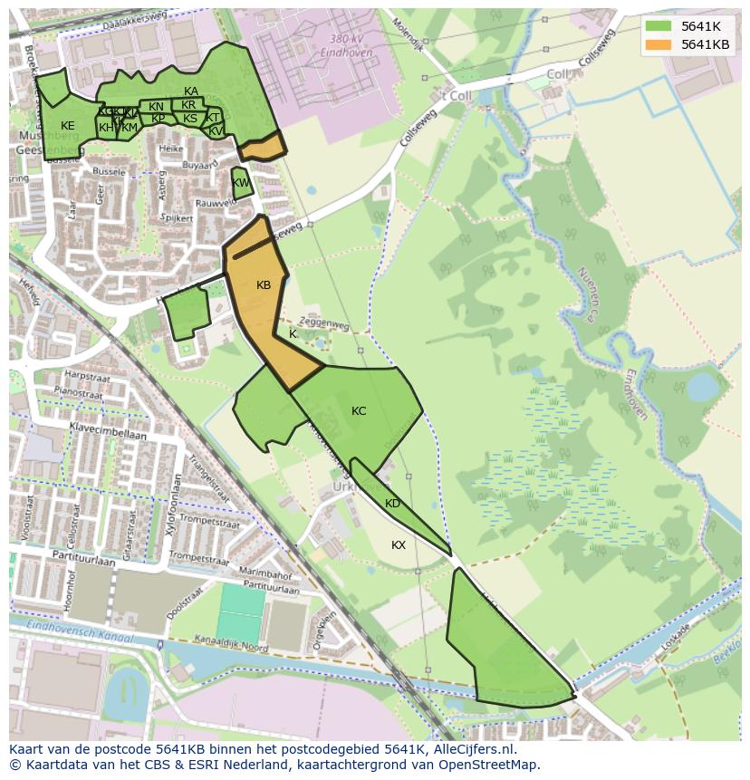 Afbeelding van het postcodegebied 5641 KB op de kaart.