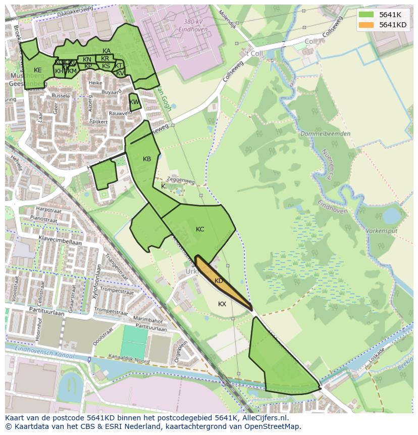 Afbeelding van het postcodegebied 5641 KD op de kaart.