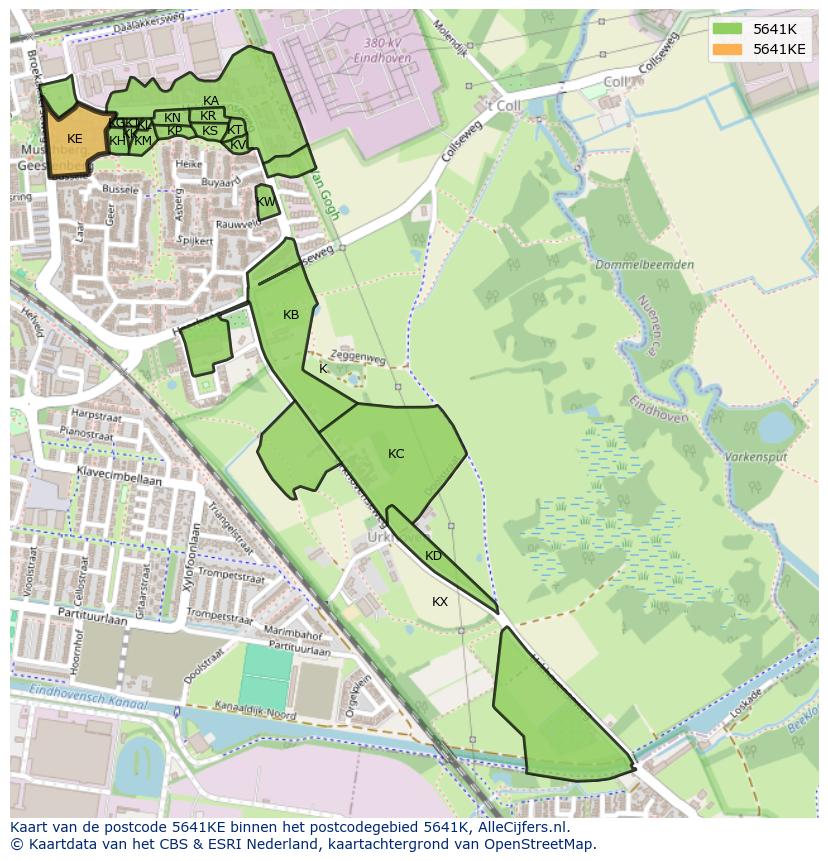 Afbeelding van het postcodegebied 5641 KE op de kaart.