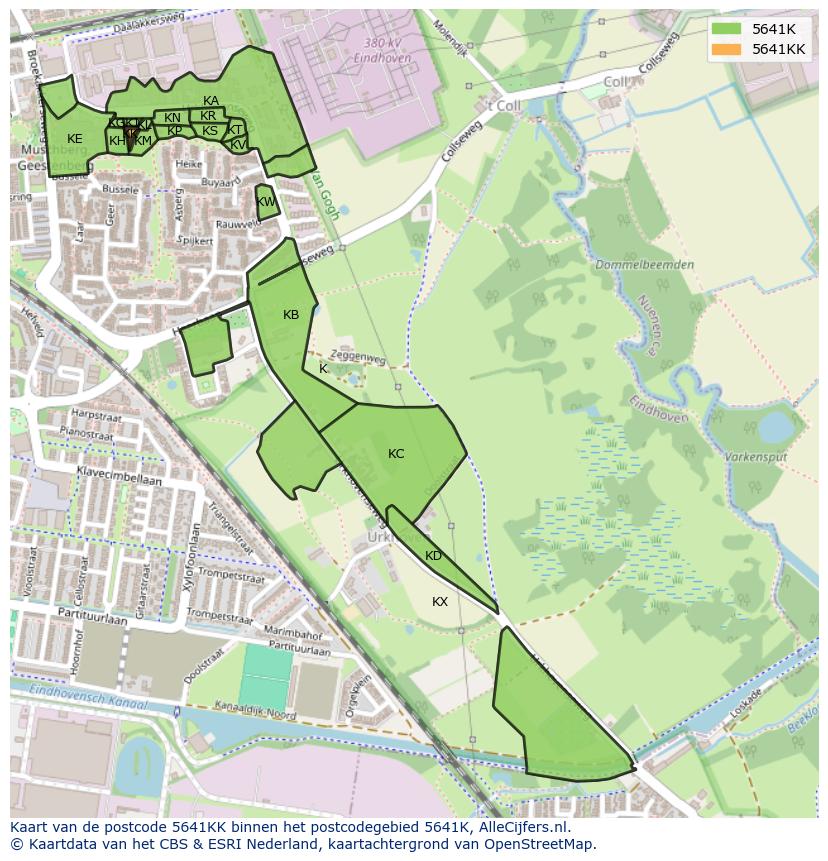 Afbeelding van het postcodegebied 5641 KK op de kaart.