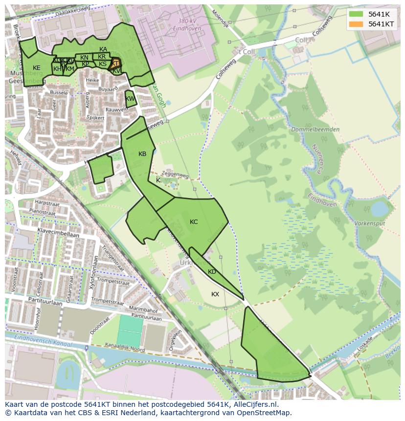 Afbeelding van het postcodegebied 5641 KT op de kaart.