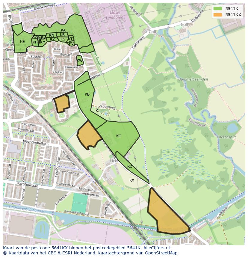 Afbeelding van het postcodegebied 5641 KX op de kaart.