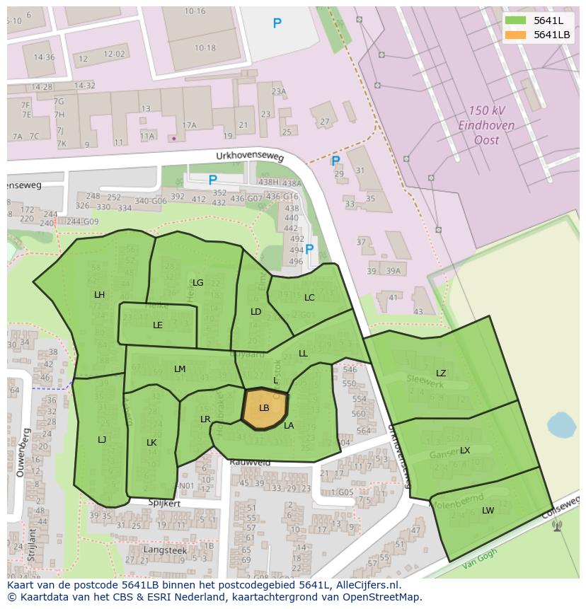 Afbeelding van het postcodegebied 5641 LB op de kaart.