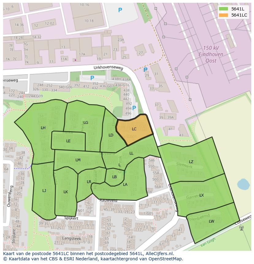 Afbeelding van het postcodegebied 5641 LC op de kaart.