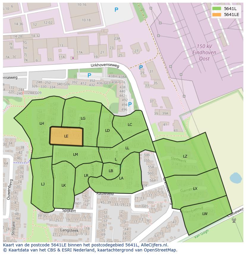 Afbeelding van het postcodegebied 5641 LE op de kaart.