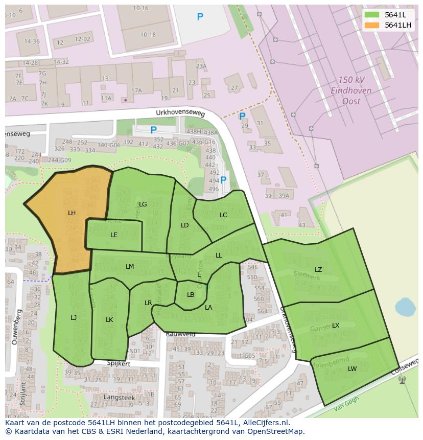 Afbeelding van het postcodegebied 5641 LH op de kaart.