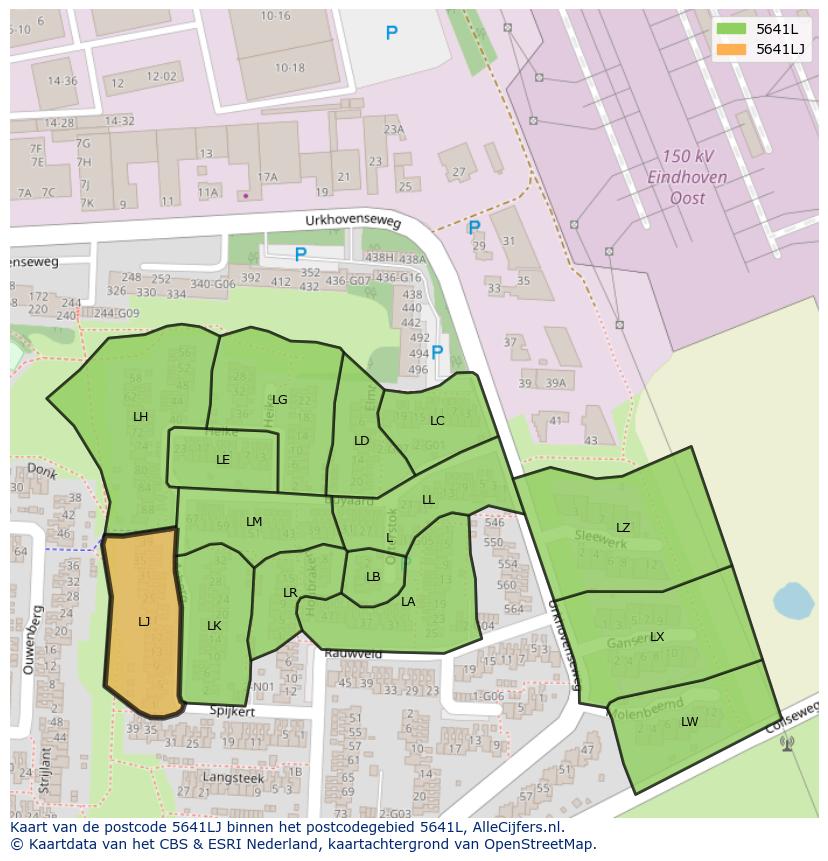 Afbeelding van het postcodegebied 5641 LJ op de kaart.