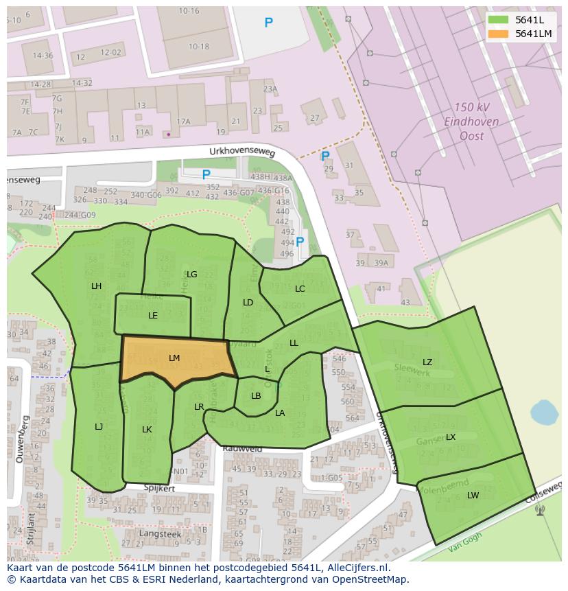 Afbeelding van het postcodegebied 5641 LM op de kaart.