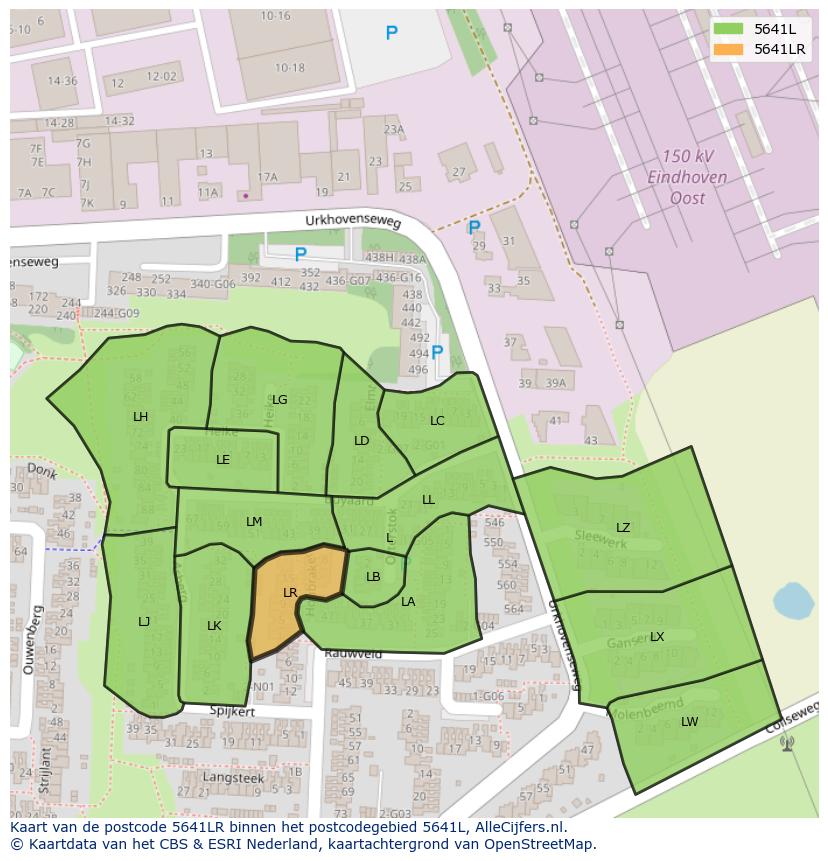 Afbeelding van het postcodegebied 5641 LR op de kaart.