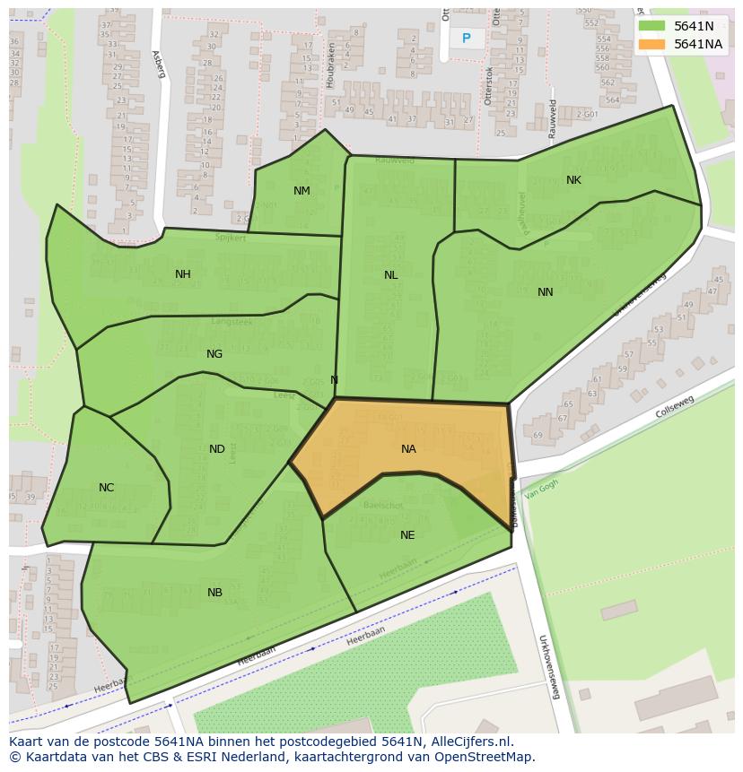 Afbeelding van het postcodegebied 5641 NA op de kaart.