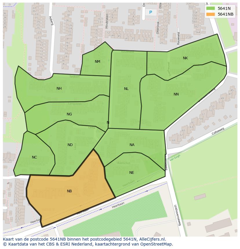 Afbeelding van het postcodegebied 5641 NB op de kaart.