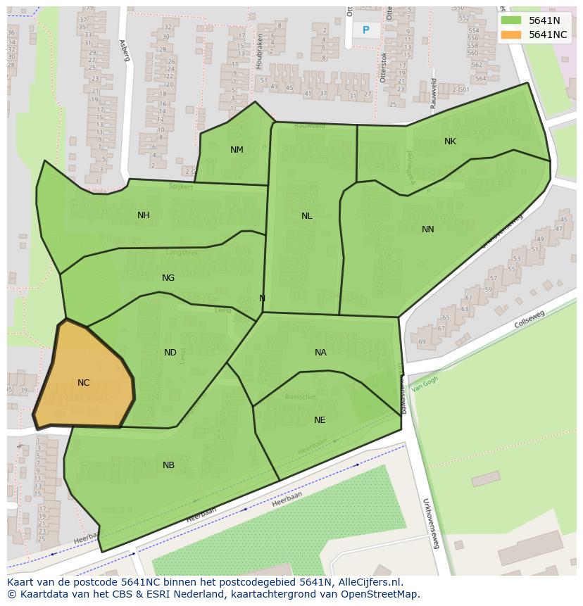 Afbeelding van het postcodegebied 5641 NC op de kaart.