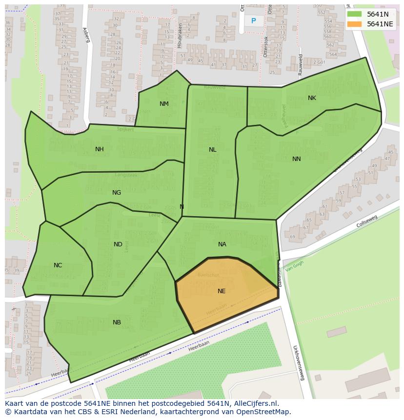 Afbeelding van het postcodegebied 5641 NE op de kaart.