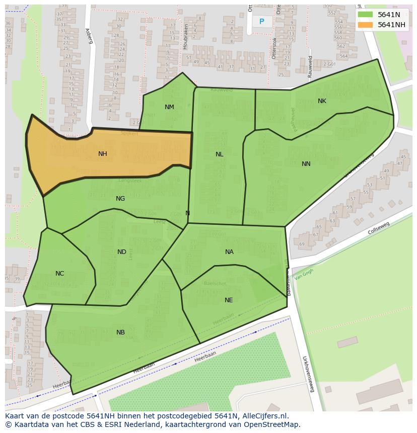 Afbeelding van het postcodegebied 5641 NH op de kaart.