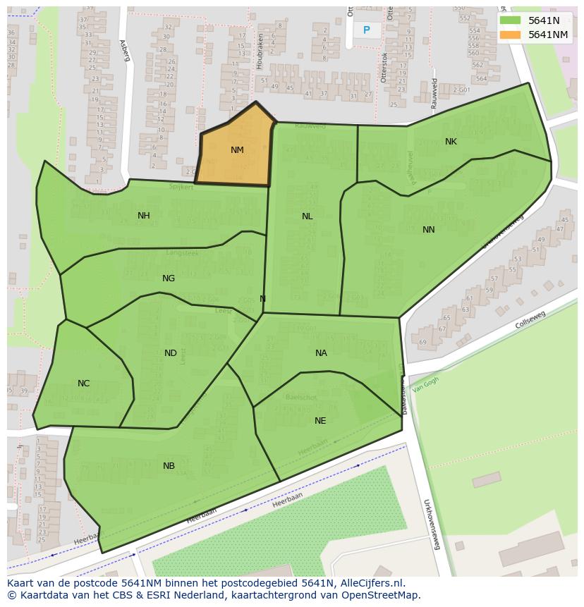 Afbeelding van het postcodegebied 5641 NM op de kaart.