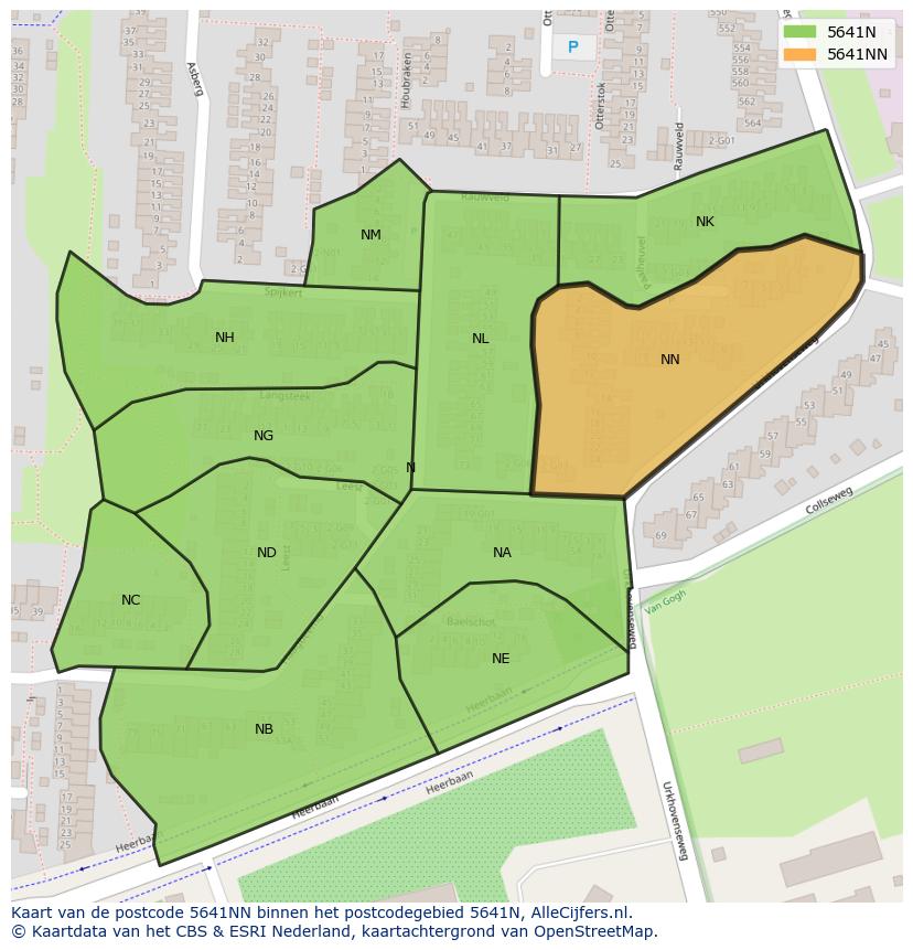Afbeelding van het postcodegebied 5641 NN op de kaart.