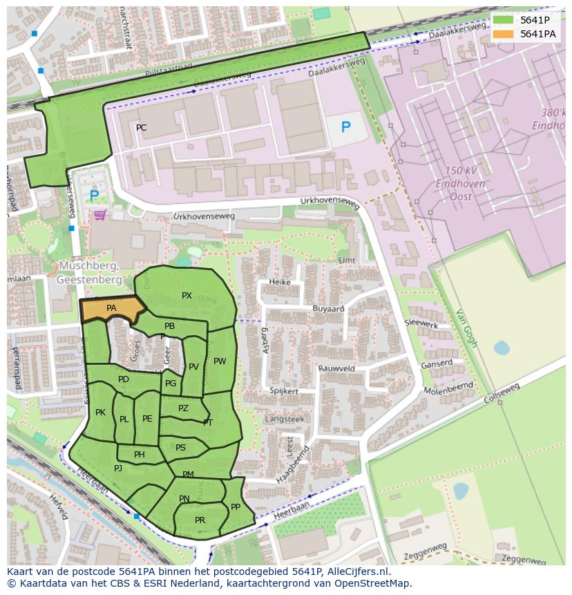 Afbeelding van het postcodegebied 5641 PA op de kaart.