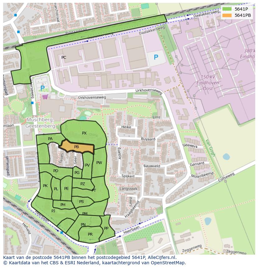 Afbeelding van het postcodegebied 5641 PB op de kaart.