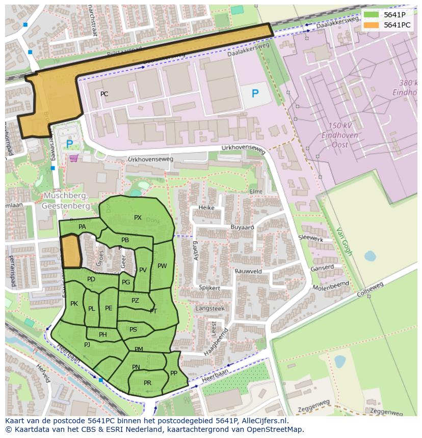 Afbeelding van het postcodegebied 5641 PC op de kaart.