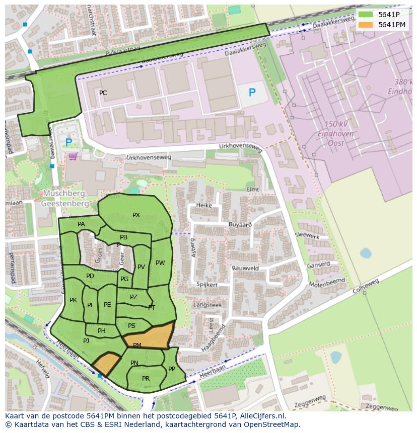Afbeelding van het postcodegebied 5641 PM op de kaart.