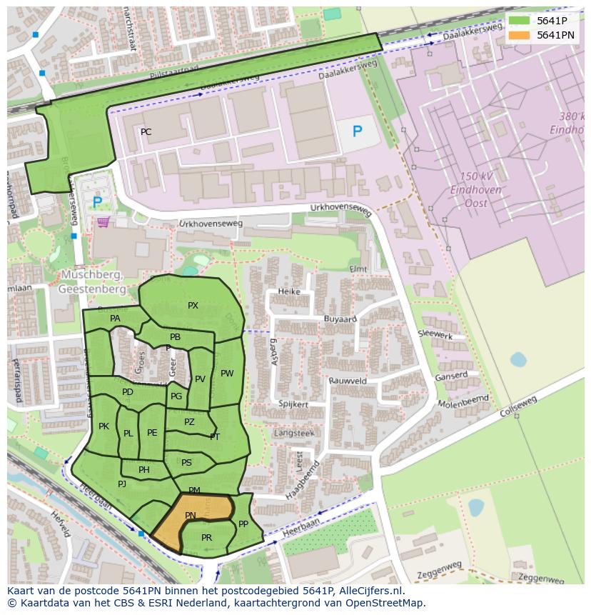Afbeelding van het postcodegebied 5641 PN op de kaart.