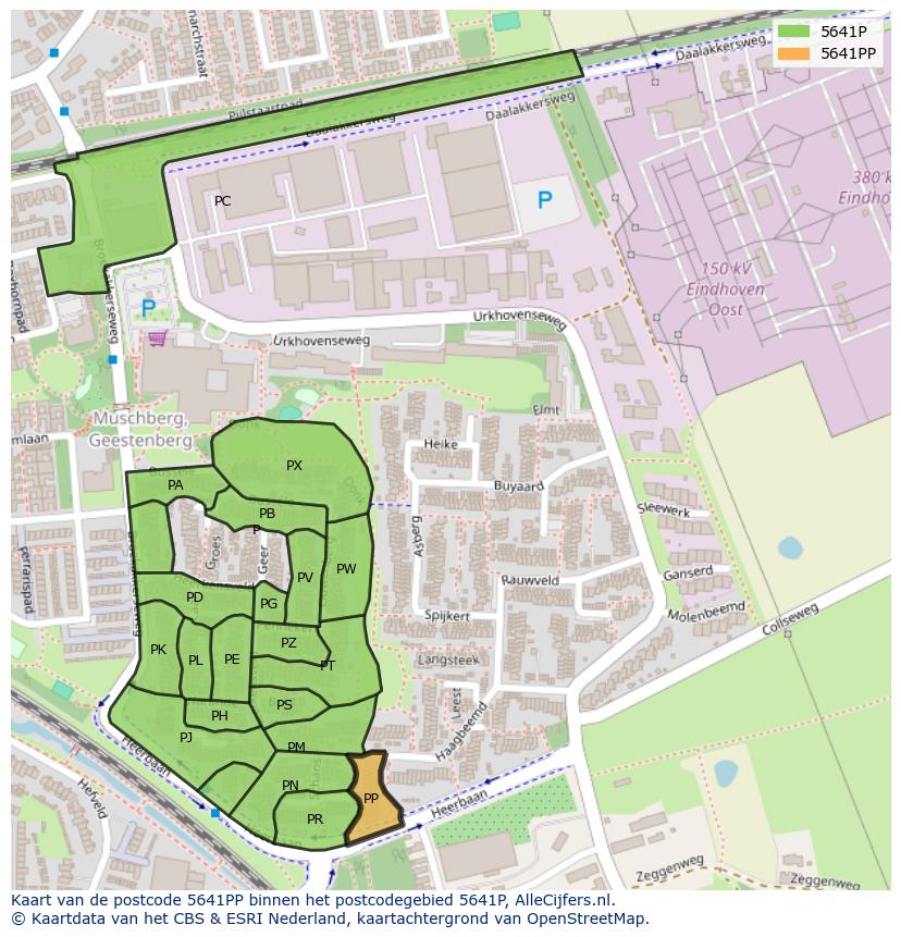 Afbeelding van het postcodegebied 5641 PP op de kaart.