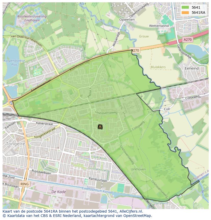 Afbeelding van het postcodegebied 5641 RA op de kaart.