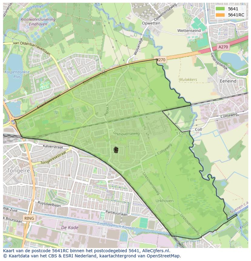 Afbeelding van het postcodegebied 5641 RC op de kaart.