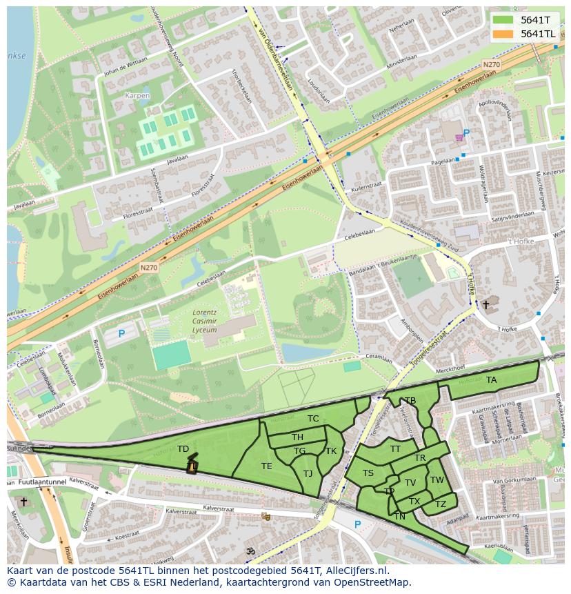 Afbeelding van het postcodegebied 5641 TL op de kaart.