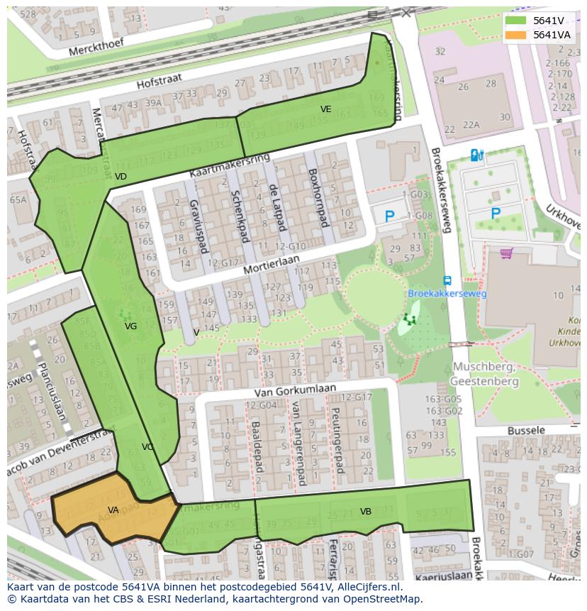 Afbeelding van het postcodegebied 5641 VA op de kaart.