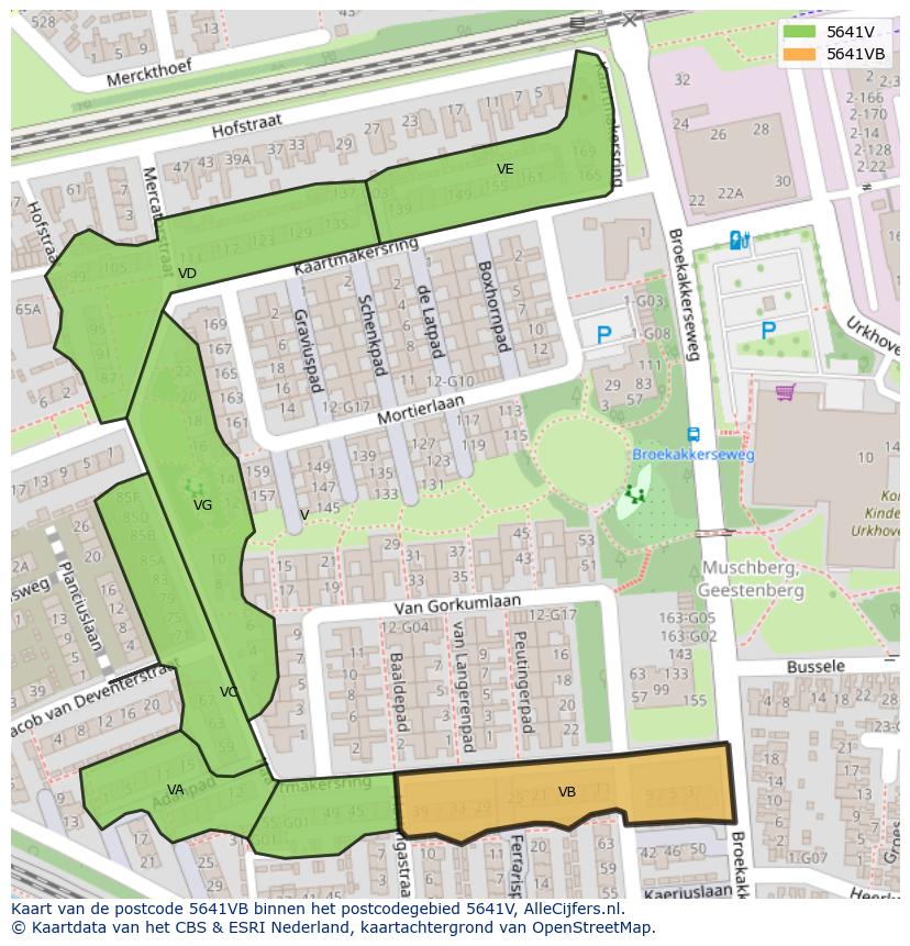 Afbeelding van het postcodegebied 5641 VB op de kaart.