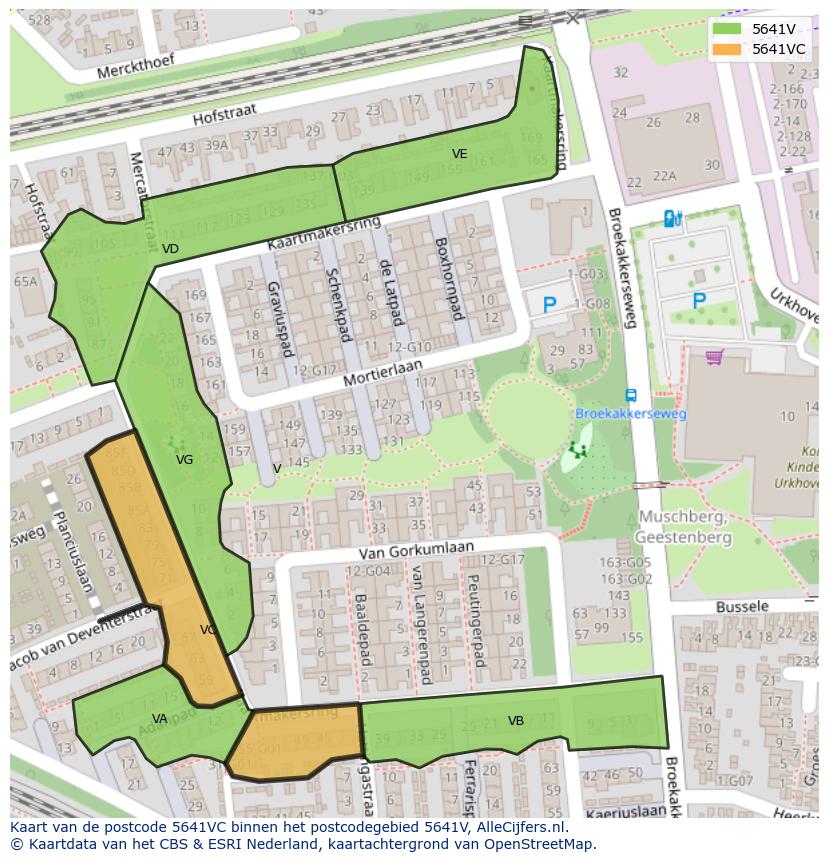 Afbeelding van het postcodegebied 5641 VC op de kaart.