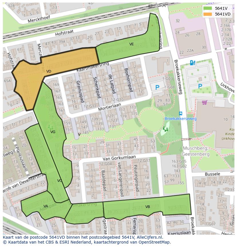Afbeelding van het postcodegebied 5641 VD op de kaart.
