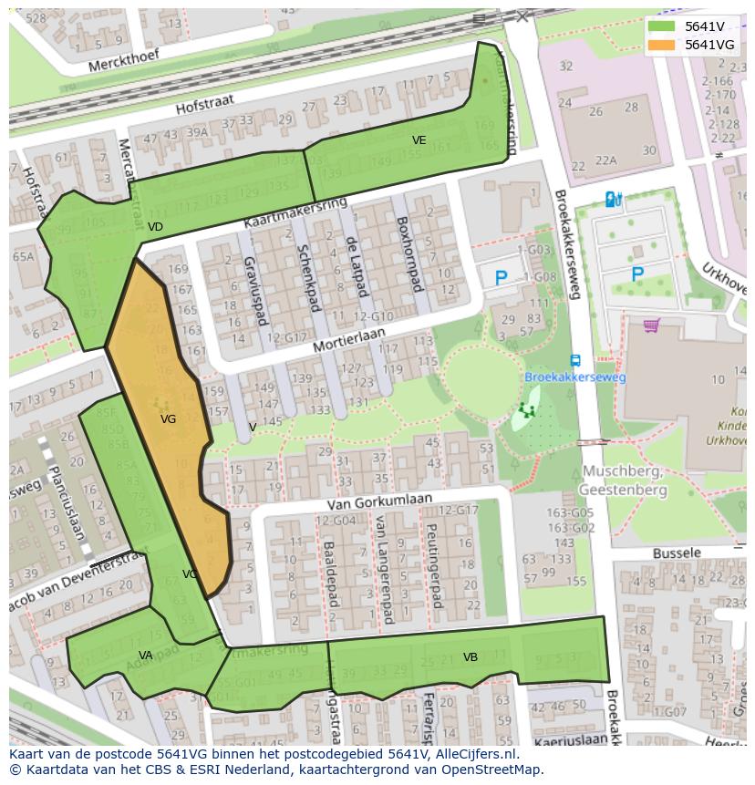 Afbeelding van het postcodegebied 5641 VG op de kaart.