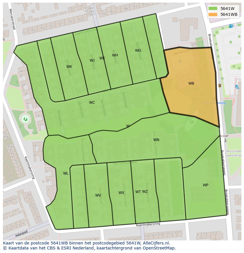 Afbeelding van het postcodegebied 5641 WB op de kaart.